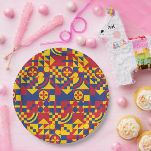 Kolumbien Flag farbenfrohe Muster Pappteller