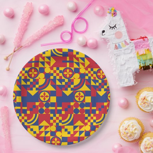 Kolumbien Flag farbenfrohe Muster Pappteller (Party)