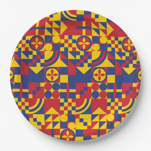 Kolumbien Flag farbenfrohe Muster Pappteller (Vorderseite)