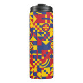 Kolumbien Flag farbenfrohe Muster Thermosbecher (Vorderseite)