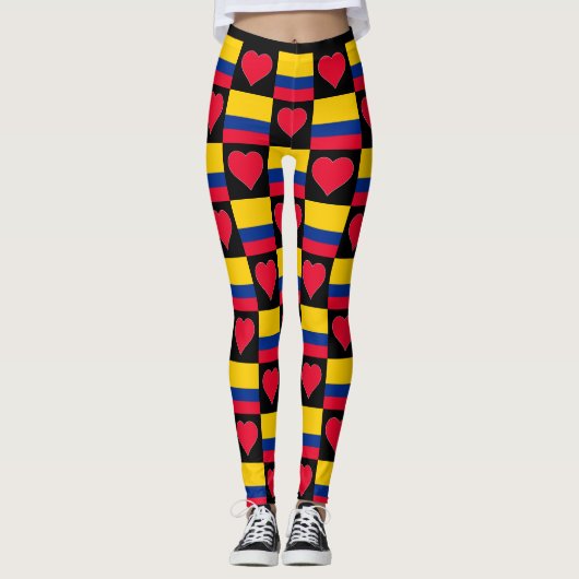 Kolumbien Flag Herz Muster Patriotic Kolumbien Leggings (Vorderseite)