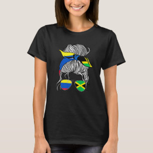 Kolumbien-Flagge Jamaika Erwachsene Frauen Mädchen T-Shirt