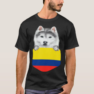 Kolumbien-Flagge Sibirischer Husky-Hund in der Tas T-Shirt