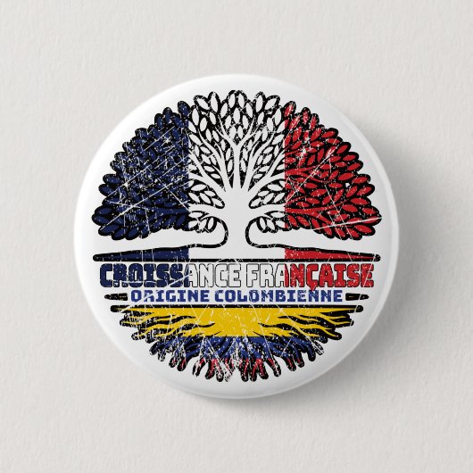 Kolumbien Französisch-Französisch-Tree-Roots-Flag Button (Vorderseite)