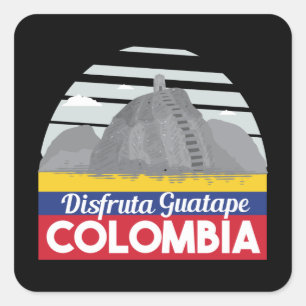 Kolumbien Guatape Vintage Travel Quadratischer Aufkleber