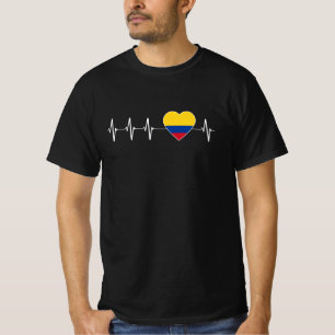 Kolumbien Heartbeat I Liebe Kolumbien Flag Herz T-Shirt
