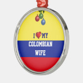 Kolumbien: Ich Liebe meine kolumbianische Ehefrau Silbernes Ornament (Links)
