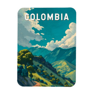 Kolumbien Illustration Reise Kunst Vintage Magnet