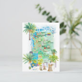 Kolumbien - Illustrierte Reisekarte Postkarte (Stehend Vorderseite)