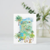 Kolumbien - Illustrierte Reisekarte Postkarte (Stehend Vorderseite)