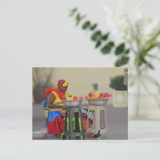 Kolumbien - Karibischer Obstverkäufer Postkarte (Stehend Vorderseite)