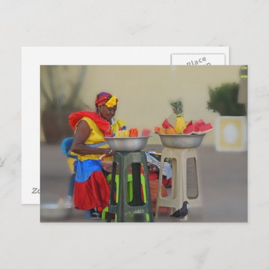 Kolumbien - Karibischer Obstverkäufer Postkarte (Vorne/Hinten)