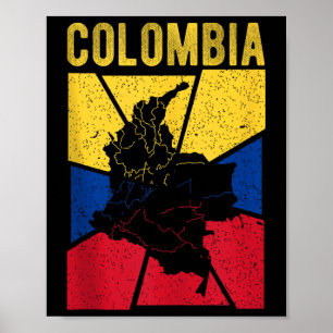Kolumbien Karte Flagge kolumbianischer National Ex Poster