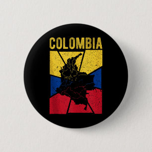 Kolumbien Karte Flagge Kolumbianischer Nationaler Button