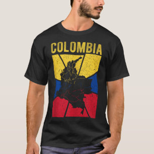 Kolumbien Karte Flagge Kolumbianischer Nationaler T-Shirt