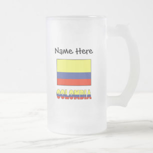 Kolumbien Kolumbianische Flagge Schwarz Personalis Mattglas Bierglas