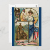 Kolumbien mit Phrygianerkappe, Schild und Adler Postkarte (Vorne/Hinten)