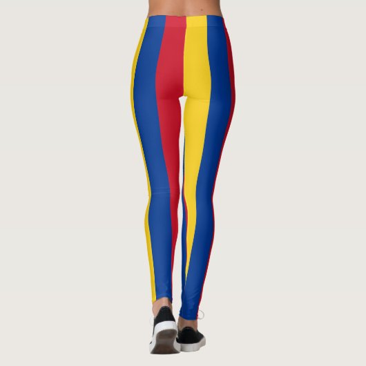 Kolumbien National Flag Colors Vertikal gestreift Leggings (Rückseite)