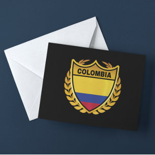 Kolumbien National Flag Gold Wappen Abzeichen Postkarte