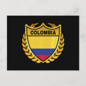 Kolumbien National Flag Gold Wappen Abzeichen Postkarte (Vorderseite)
