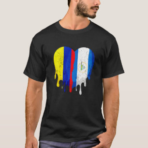 Kolumbien Nicaragua-Flagge Herz Bürger Erwachsen P T-Shirt