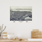 Kolumbien, PA Panorama Karte - 1894 Poster (Küche)