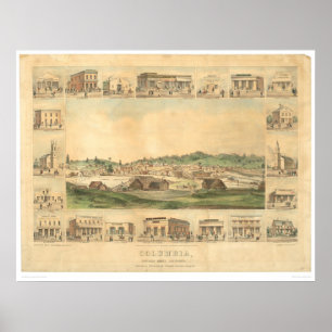 Kolumbien, panoramische Karte 1855 (0441A) CA Poster