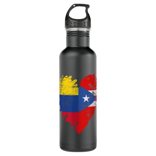 Kolumbien Puerto Rico Flag Herz Kolumbien Rico Edelstahlflasche (Vorderseite)