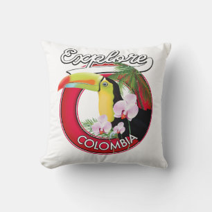 Kolumbien Retro-Logo erkunden Kissen