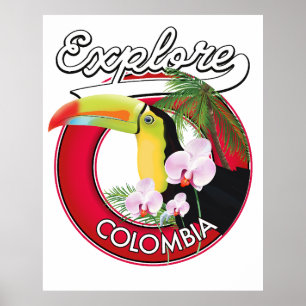 Kolumbien Retro-Logo erkunden Poster