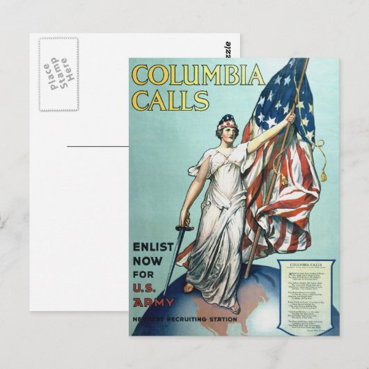 Kolumbien ruft postkarte (Vorne/Hinten)