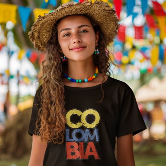 Kolumbien Rustikale Flagge T-Shirt
