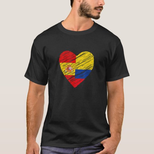 Kolumbien Spanien Herzen Spanische Flagge Kolumbia T-Shirt (Vorderseite)
