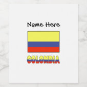 Kolumbien und kolumbianische Flagge mit Ihrem Name Weinetikett (Einzelnes Label)