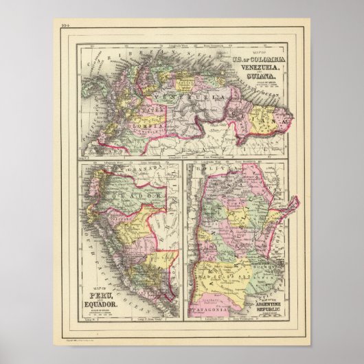 Kolumbien, Venezuela, Guyana Poster (Vorne)