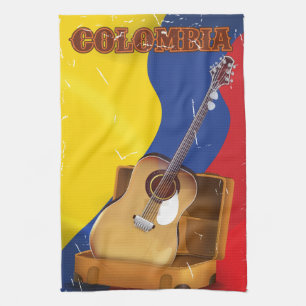 Kolumbien Vintage-Urlaub-Gitarrenposter Küchentuch