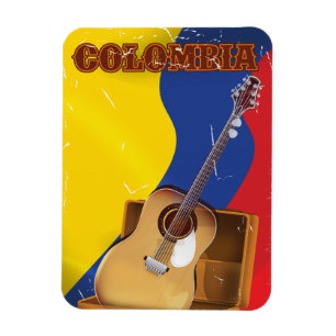 Kolumbien Vintage-Urlaub-Gitarrenposter Magnet