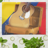 Kolumbien Vintages Urlaubsgitarrenposter Küchentuch (Gefaltet)