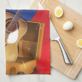 Kolumbien Vintages Urlaubsgitarrenposter Küchentuch (Viertel Falte)