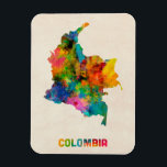 Kolumbien Wasserfarbenkarte Magnet<br><div class="desc">Eine Aquarellkarte Kolumbiens auf Vintagem Hintergrund</div>