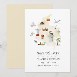 Kolumbien Zielort Hochzeitskarte Save The Date