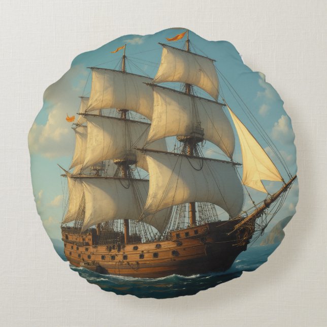 Kolumbus-Kissen Rundes Kissen (Rückseite)