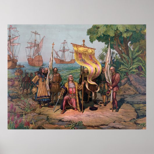 Kolumbus Landing in America Painting (1892) Poster (Vorne)