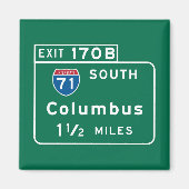 Kolumbus, OH Straßenzeichen Magnet (Vorne)