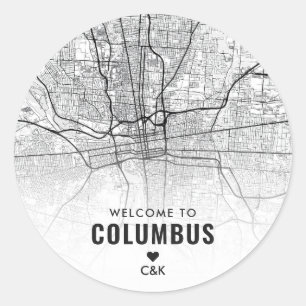Kolumbus, Ohio City Map   Begrüßung Runder Aufkleber