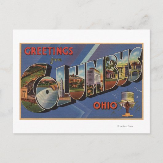 Kolumbus, Ohio - Große Buchstabenszenen Postkarte (Vorderseite)