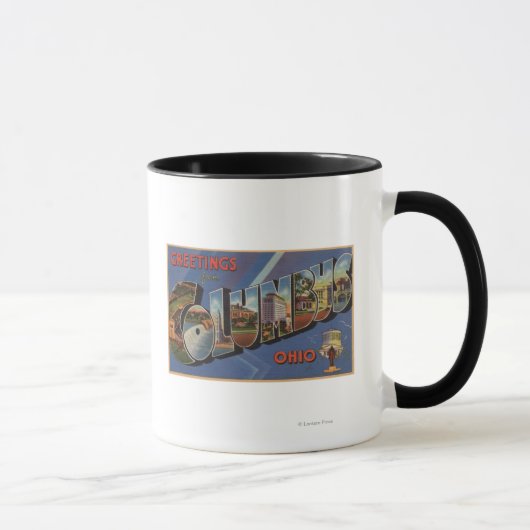 Kolumbus, Ohio - Große Buchstabenszenen Tasse (Rechts)