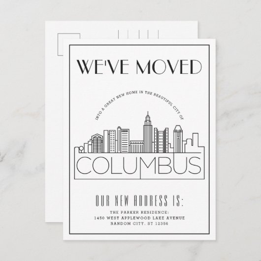 Kolumbus, Ohio Moderner Deko | Änderung der Anschr Ankündigungspostkarte (Vorne/Hinten)