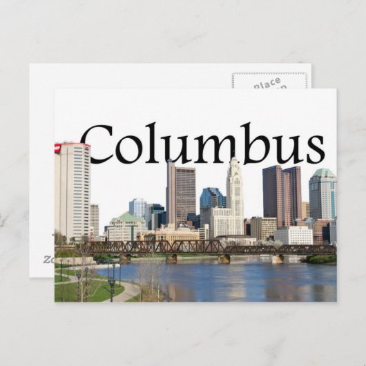 Kolumbus, Ohio Skyline mit Kolumbus am Himmel Postkarte (Vorne/Hinten)
