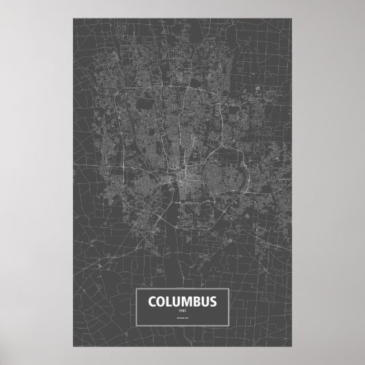 Kolumbus, Ohio (weiß auf schwarz) Poster (Vorne)